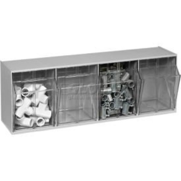 Quantum Storage Systems Quantum Tip Out Storage Bin QTB304 - 4 Compartments Gray QTB304GY